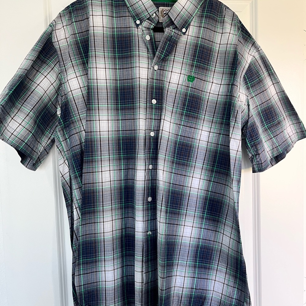Cinch Black and Green Plaid Casual Shirt